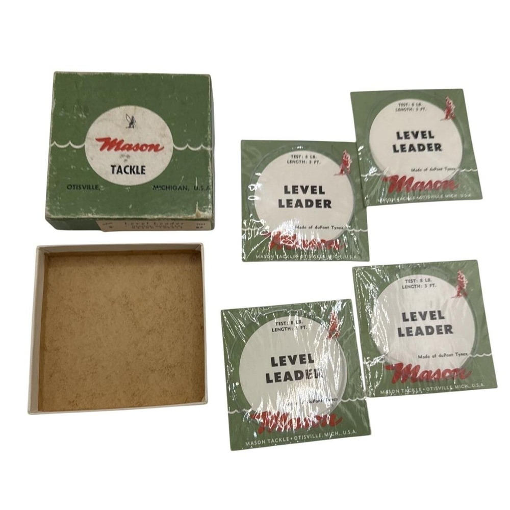 Mason Tackle Level Leader 3ft 8lb‎ Nylon Vintage Fishing Lot 4 NOS